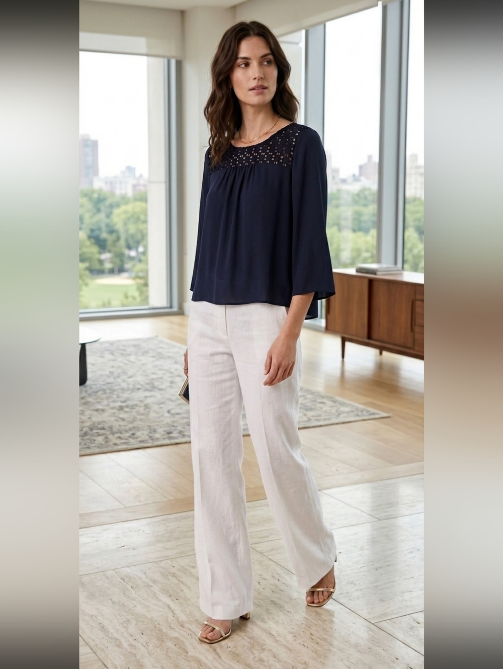 BANANA REPUBLIC Lace Detail Blouse, Size S